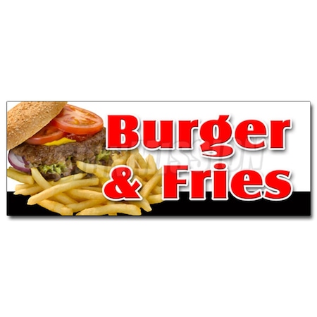 Amistad 48 in. Burger & Fries Decal Sticker - Cheeseburger French Fries Grill Beef Cheese AM3886759